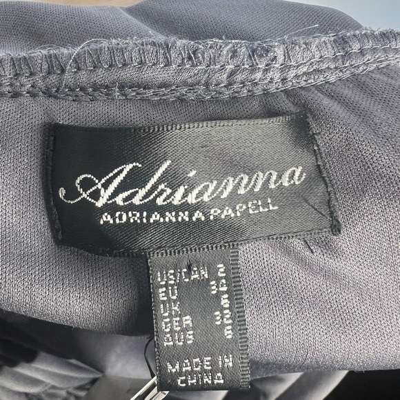 NWT Adrianna Papell Women's 2 Gray Chiffon Drape Back Gown Long Dress XS Formal - Picture 12 of 16